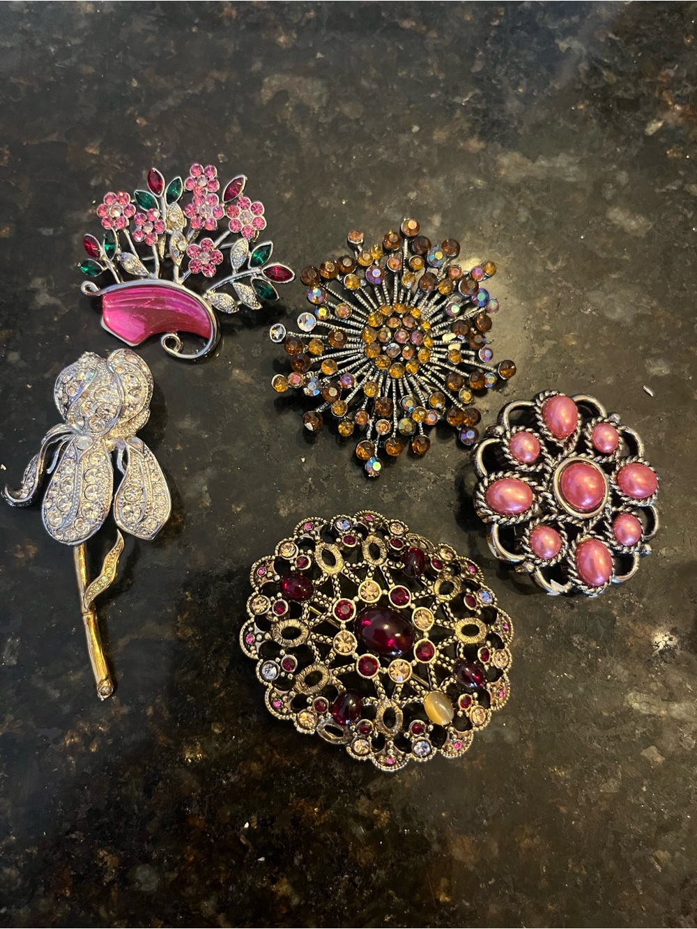 Vintage-Inspired Pink Floral Brooch Collection - Women Jewelry